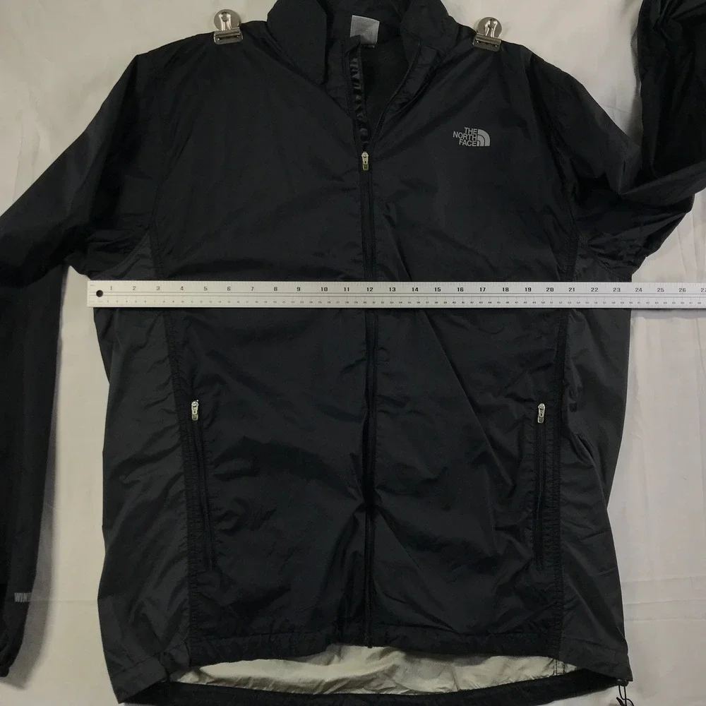 The North Face Mens XL Black Windstopper Full Zip Nylon Ripstop Jacket Venting